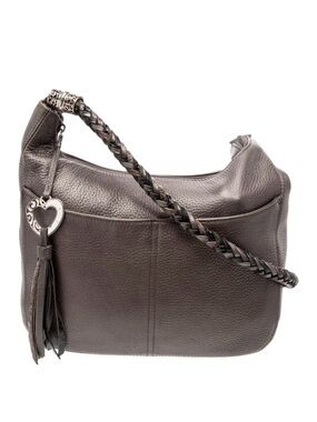 BRIGHTON Barbados zip top Hobo bag, in metallic pewter/champagne Leather